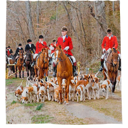 Jagd mit Hunden Duschvorhang (Vorderseite)