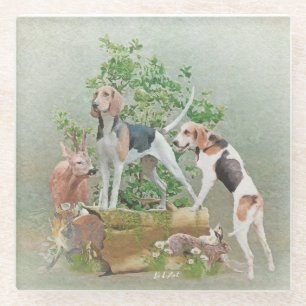 Jagd mit Hunden Glasuntersetzer