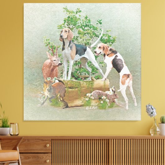 Jagd mit Hunden Leinwanddruck (Insitu (Wohnzimmer))