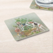 Jagd mit Hunden Rechteckiger Pappuntersetzer (angewinkelt)