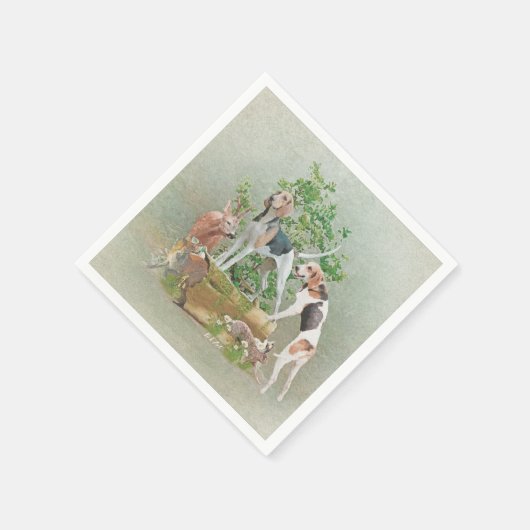 Jagd mit Hunden Serviette (Ecke)