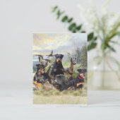 Jagd mit Jagdterern , Kunst Feiertagspostkarte (Stehend Vorderseite)