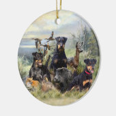 Jagd mit Jagdterern , Kunst Keramik Ornament (Links)