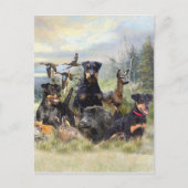 Jagd mit Jagdterern , Kunst Postkarte (Vorderseite)