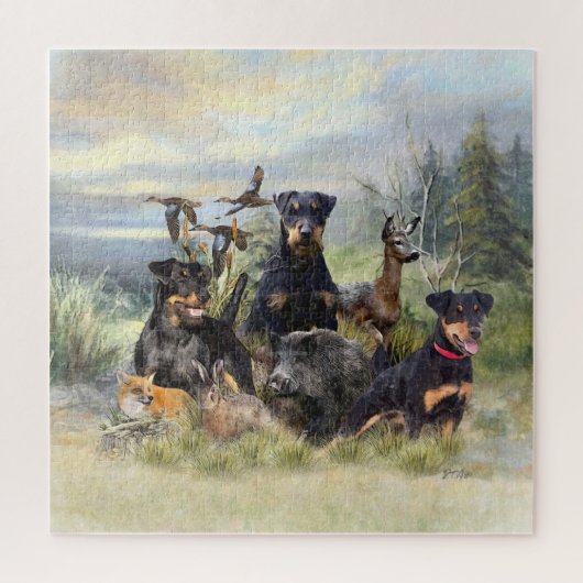 Jagd mit Jagdterern , Kunst Puzzle (Vertikal)