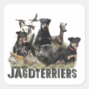 Jagd mit Jagdterern , Kunst Quadratischer Aufkleber