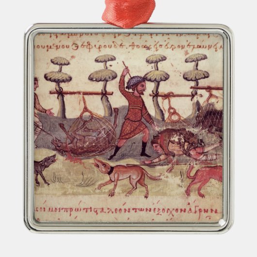 Jagd mit Netzen Ornament Aus Metall (Vorne)