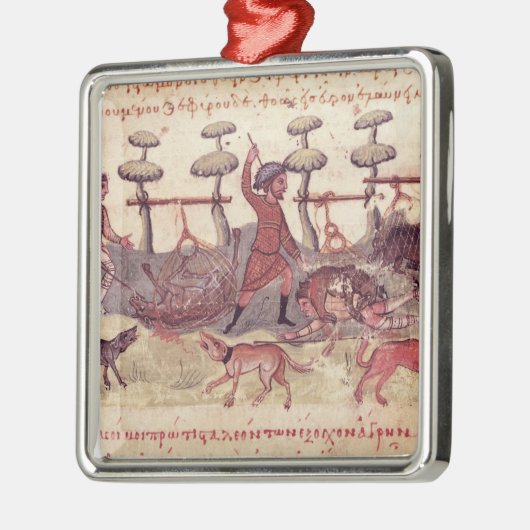 Jagd mit Netzen Ornament Aus Metall (Links)