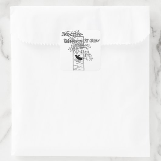 "Jagd ohne Waffe" Quadratischer Aufkleber (Tasche)