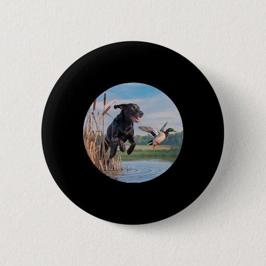 Jagd Schwarzer Labrador Labrador Hunde Jagd Enten. Button (Vorderseite)