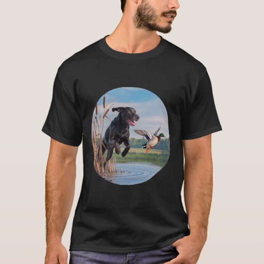 Jagd Schwarzer Labrador Labrador Hunde Jagd Enten. T-Shirt (Vorderseite)