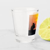 Jagd Silhouette Bird Sunset Personalisiert Schnapsglas (Links)