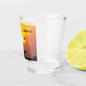 Jagd Silhouette Bird Sunset Personalisiert Schnapsglas (Rechts)
