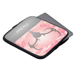 Jagd-Thema-Rotwild-Geweih-Rosa-gesprenkelte Laptopschutzhülle