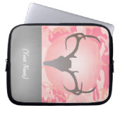 Jagd-Thema-Rotwild-Geweih-Rosa-gesprenkelte Laptopschutzhülle (Vorderseite)