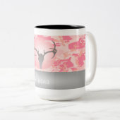 Jagd-Thema-Rotwild-Geweih-Rosa-gesprenkelte Zweifarbige Tasse (VorderseiteRechts)