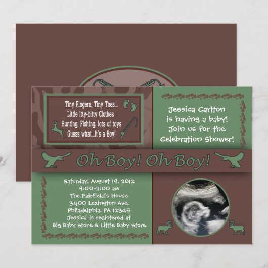 Jagd- und Fischdusche Einladungen (Vorne/Hinten)