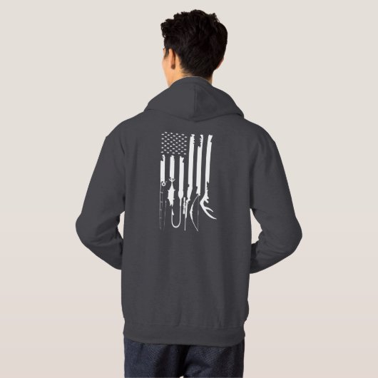 Jagd und Lebenslauf in Fischen, Gestaltung der Fla Hoodie (Schwarz voll)