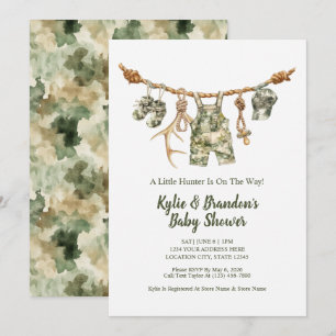 Jagd Wäscheleine Camo Junge Baby Shower Einladung