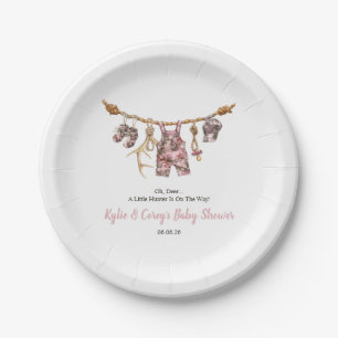 Jagd Wäscheleine Pink Camouflage Mädchen Babyparty Pappteller