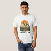 Jagd White Retro Vector Schweizer Alpen T-Shirt (Vorne ganz)