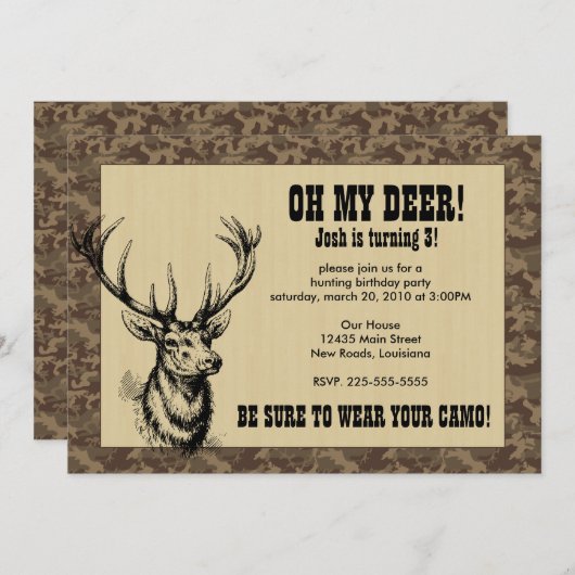 Jagd zum Geburtstag Einladung (Vorne/Hinten)