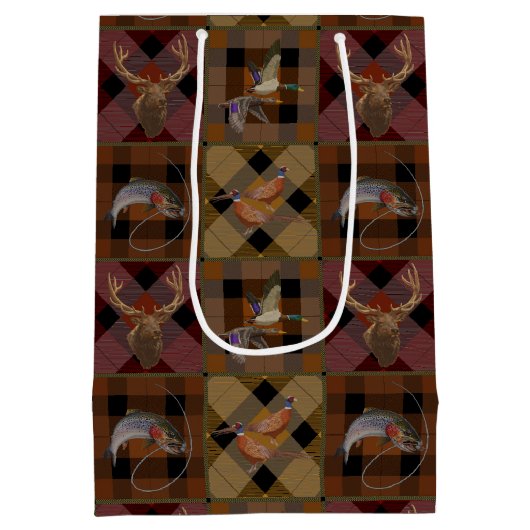 Jagdclub Kariert mit Wildlife Mittlere Geschenktüte (Rückseite)