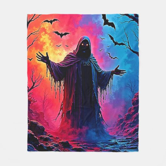 Jagddämon im Schatten-Design geschlossen Fleecedecke (Vorderseite)