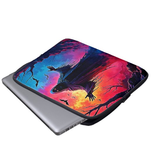 Jagddämon im Schatten-Design geschlossen Laptopschutzhülle (Vorne Knopf)