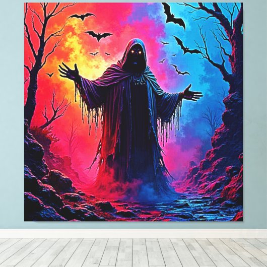 Jagddämon im Schatten-Design geschlossen Leinwanddruck (Insitu (Holzboden))