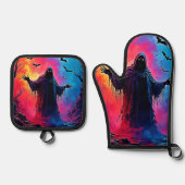 Jagddämon im Schatten-Design geschlossen Ofenhandschuh & Topflappen-Set (Vorderseite)