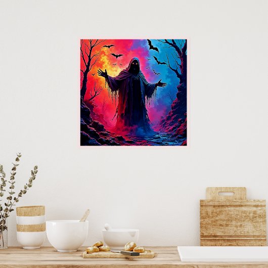 Jagddämon im Schatten-Design geschlossen Poster (Küche)