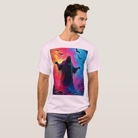 Jagddämon im Schatten-Design geschlossen T-Shirt (Vorne ganz)