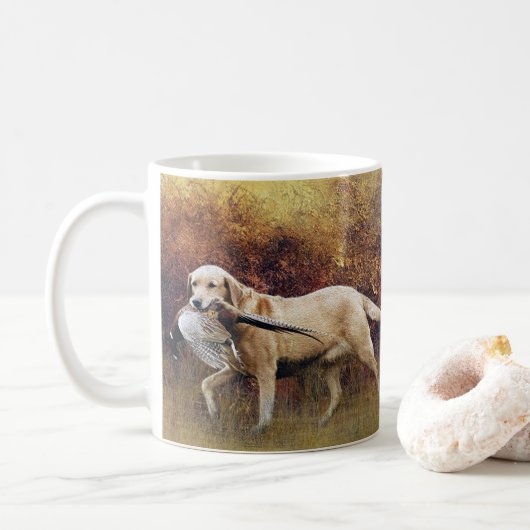 Jagdfasan, Herbstband Metalldruckausdruck Kaffeetasse (Mit Donut)