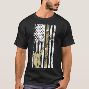 Jagdflagge Gewehr Büchse Jagd Ente Amerikanische F T-Shirt