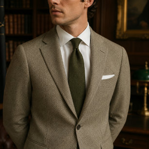 Jagdgrüner Herringbone-Tweed Krawatte