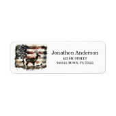 Jagdhirsch-Amerikanische-Flagge-Adressetikett (Vorne)