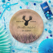 Jagdhochzeit für Hirsche Silhouette Pappteller (Party)