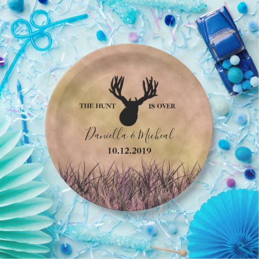 Jagdhochzeit für Hirsche Silhouette Pappteller (Party)