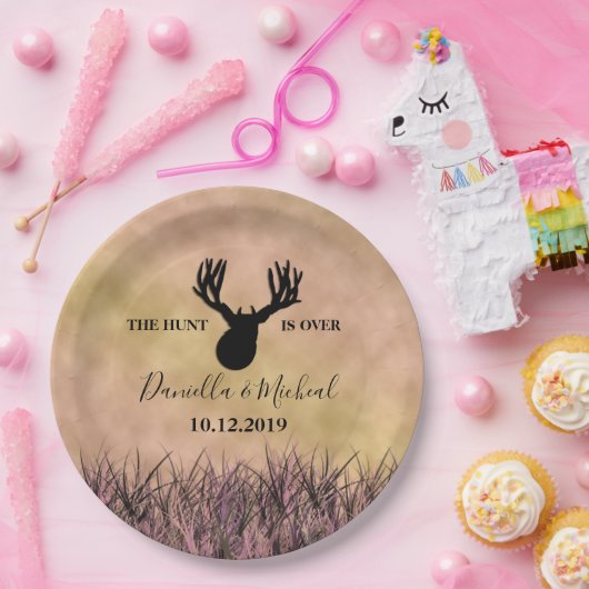 Jagdhochzeit für Hirsche Silhouette Pappteller (Party)