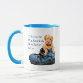 Jagdhund-HundeLiebe-blaue Veloursleder-Schuhe Tasse