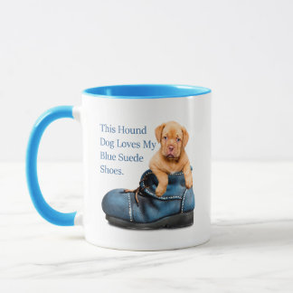 Jagdhund-HundeLiebe-blaue Veloursleder-Schuhe Tasse
