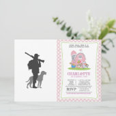 Jagdhund mit Jäger - Farbe wählen Einladung (Stehend Vorderseite)