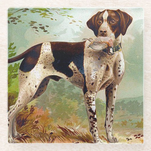 Jagdhund mit Vogel im Maul Glasuntersetzer (Vorderseite)