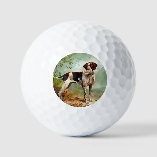 Jagdhund mit Vogel im Maul Golfball (Vorderseite)