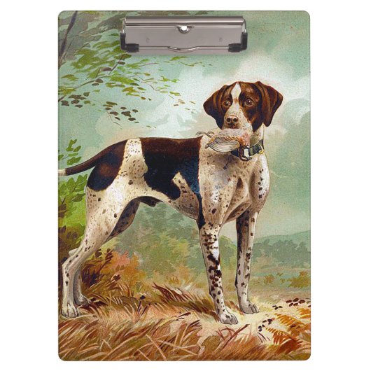 Jagdhund mit Vogel im Maul Klemmbrett (Vorderseite)