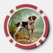 Jagdhund mit Vogel im Maul Pokerchips (Rückseite)