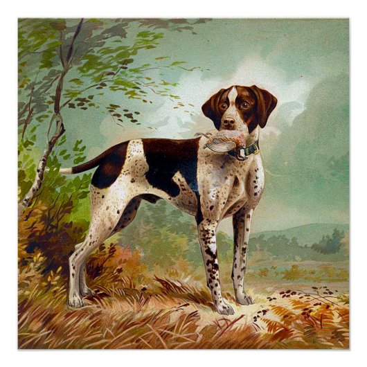 Jagdhund mit Vogel im Maul Poster (Vorderseite)