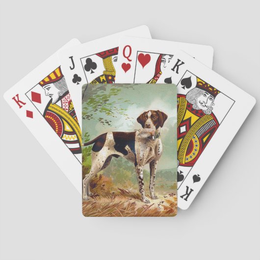 Jagdhund mit Vogel im Maul Spielkarten (Rückseite)