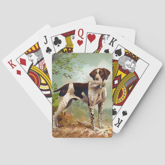 Jagdhund mit Vogel im Maul Spielkarten (Rückseite)